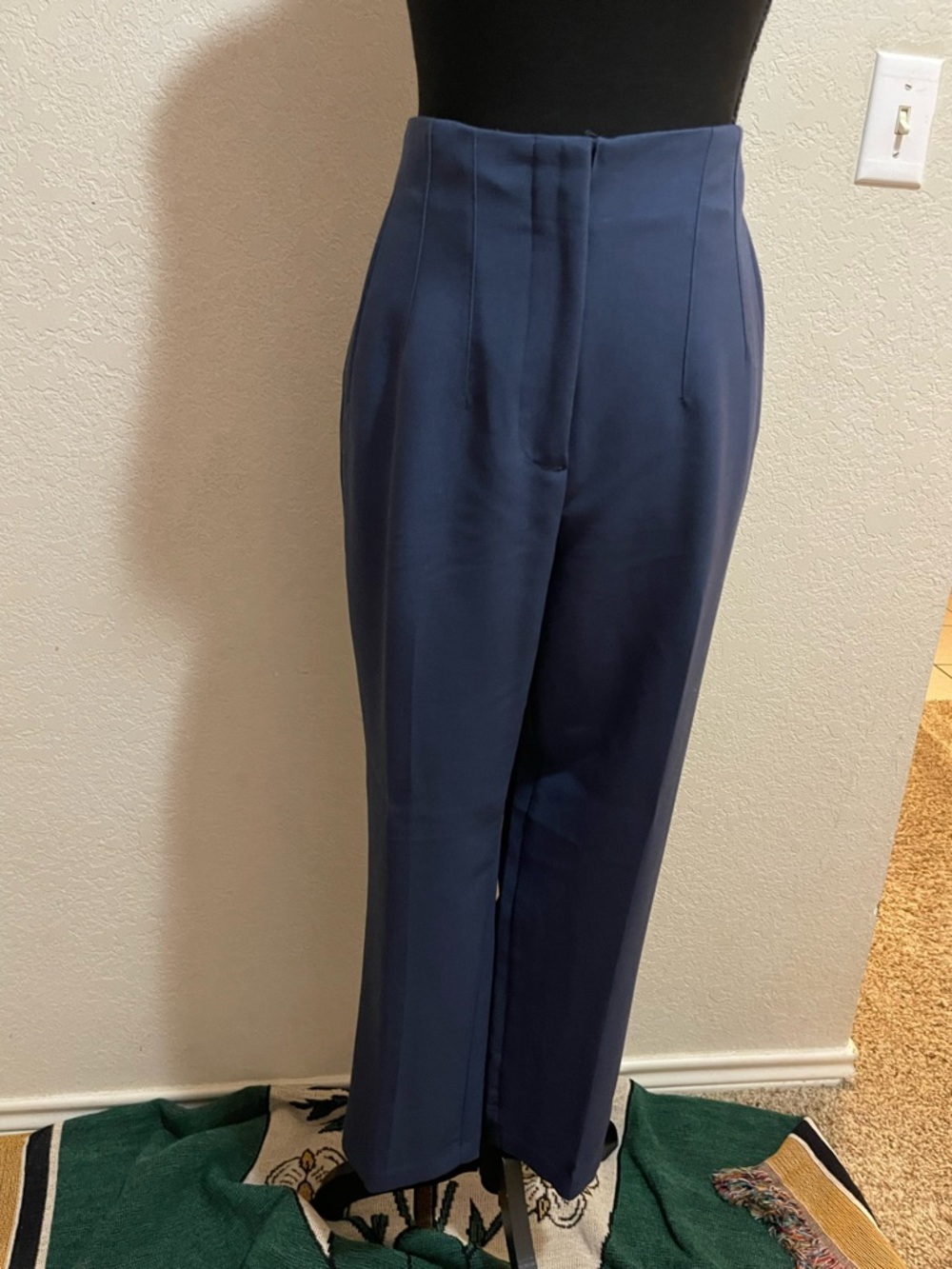 Nine West Navy High-Waist Tailored Trousers